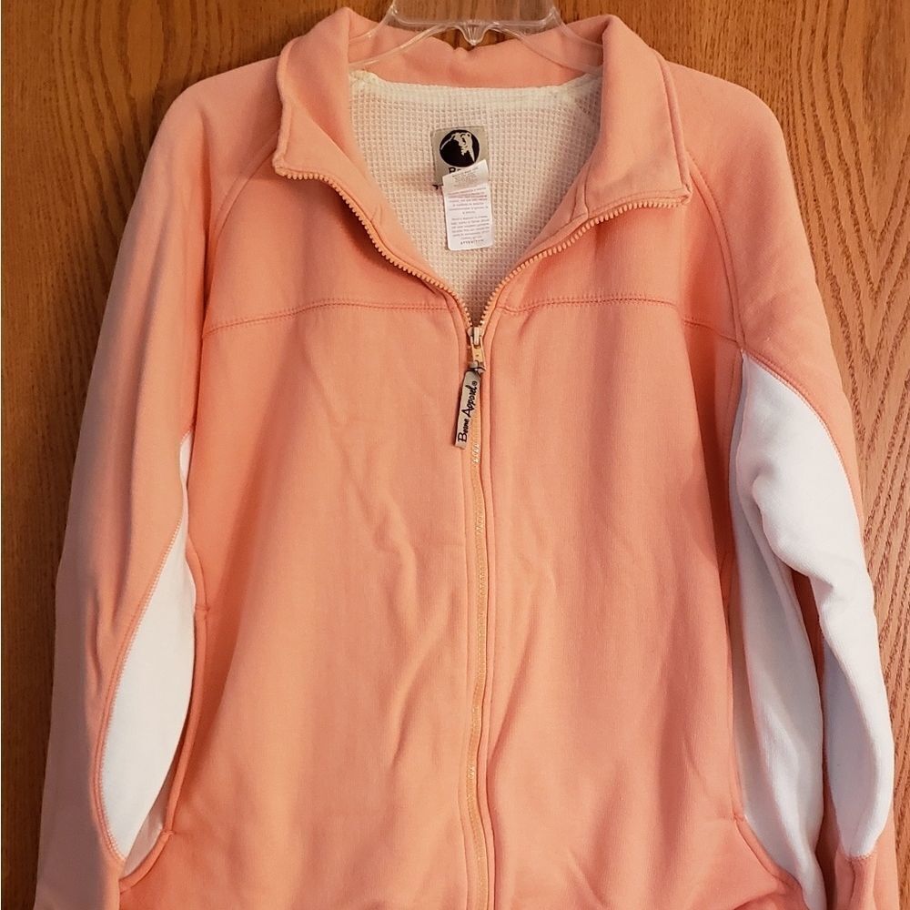 Thermal Lined Peach/White Heavy Sweatshirt Jacket Sz L